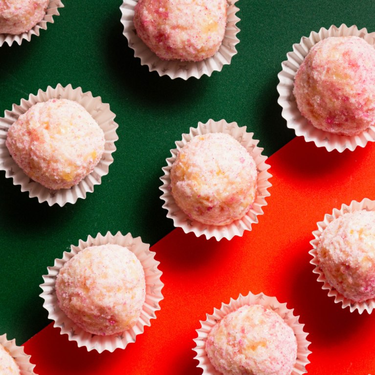 Strawberry Christmas snowballs